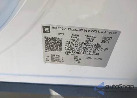 2025 Chevrolet Equinox Fwd Lt from USA, damaged, VIN 3GNAXHEG1SL112548